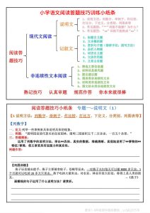一年级上册【阅读答题技巧训练小纸条总表】小学语文