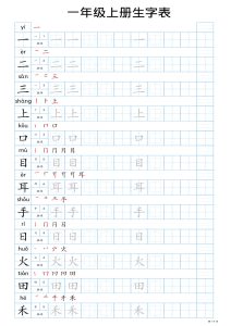 【24秋新版-生字表字帖-蓝版】一年级上册语文