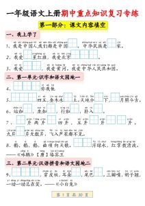 一年级上册语文期中重点知识复习专练