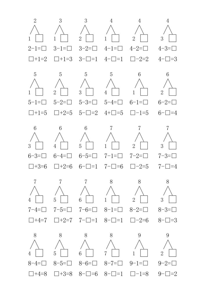 10以内分解式和加减法组合练习(可打印)