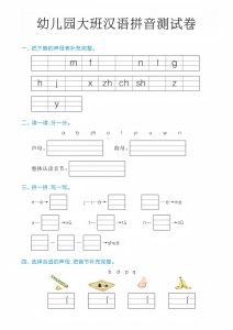 幼儿园大班汉语拼音测试卷