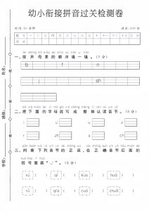 幼小衔接拼音过关检测卷
